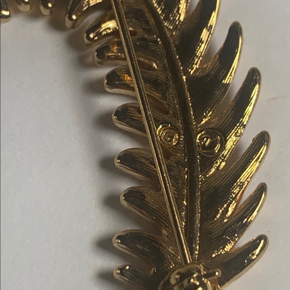Swarovski Feather Brooch Pin Pave Crystals - Picture 5 of 6